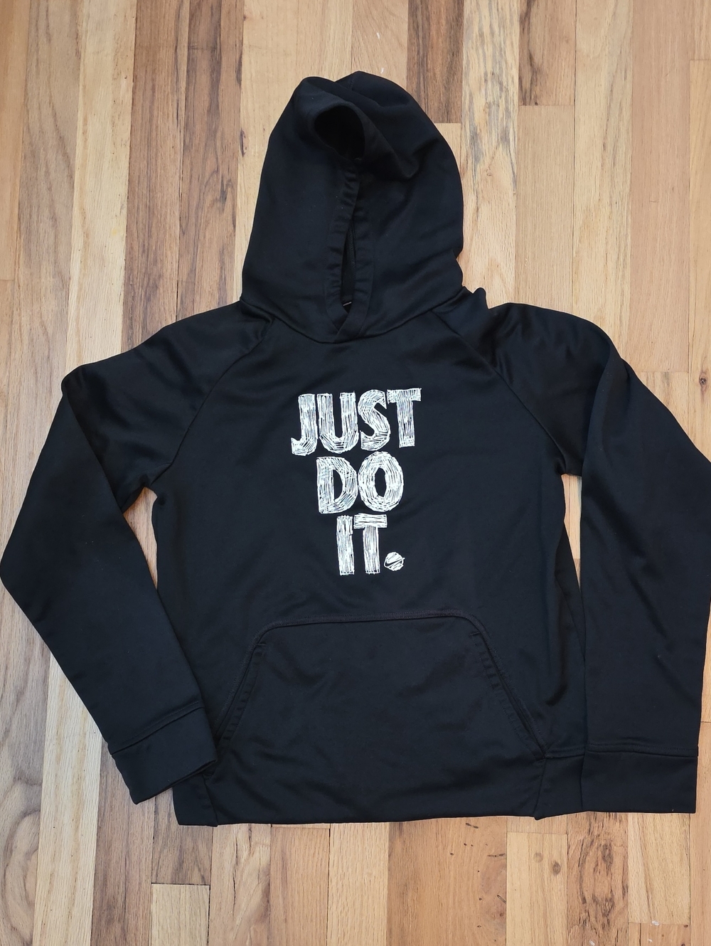 Nike Black Kids Hoodie with White "Just Do It." Graphic